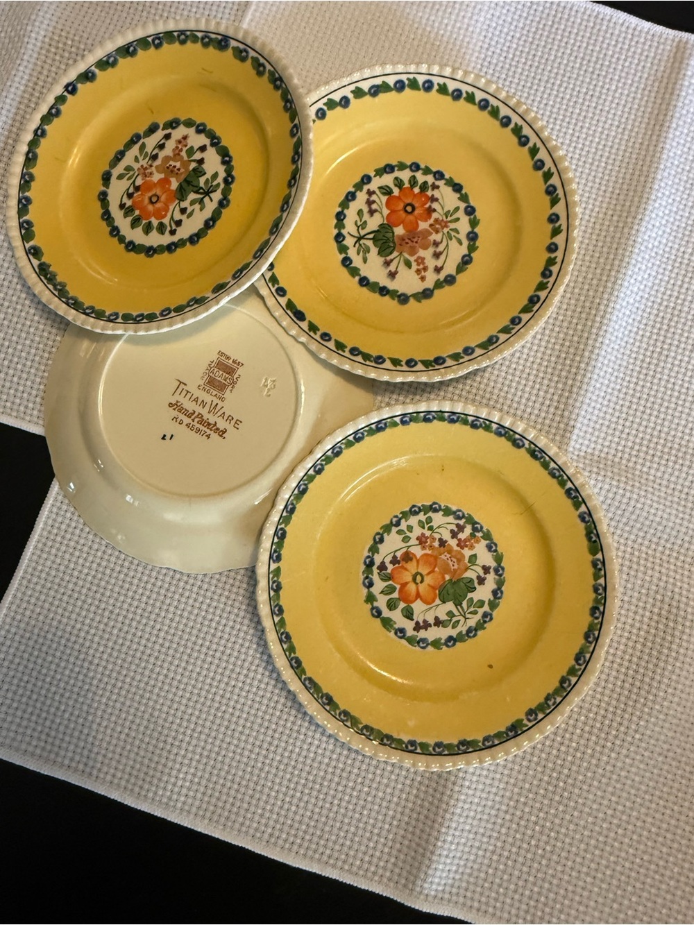 Adams Yellow Floral Ceramic Salad Plates - Set of 4